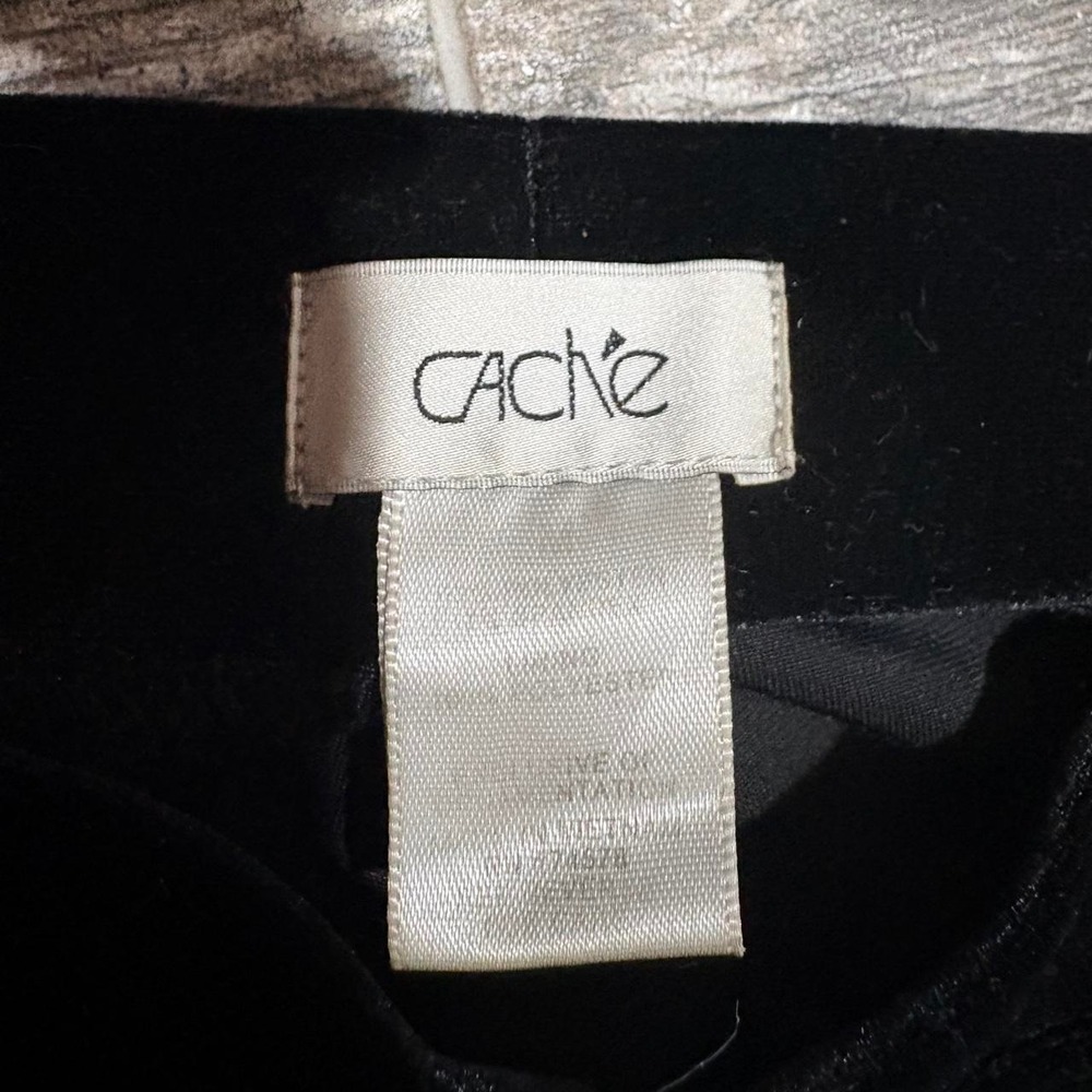 Cache Black Velvet Leggings Silver Buttons sz M Whimsigoth Holiday Classic - Picture 3 of 4